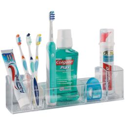 mysmartbuy Multi-Compartment Bathroom Organiser - 8 Section Clear Plastic Caddy - thumbnail 1