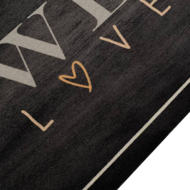 Berkfield Home Kitchen Rug Washable Coffee Text 60x300 cm Velvet in Black - image 1