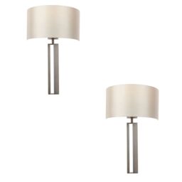 Loops 2 PACK Brushed Bronze Slotted Wall Light & Mink Satin Half Shade - Dimmable