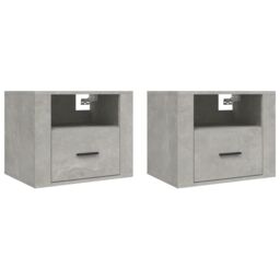 Berkfield Home Wall-mounted Bedside Cabinets 2 pcs Concrete Grey 50x36x40 cm - Size: 50 x 36 x 40 cm - thumbnail 2