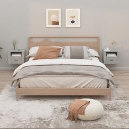 Berkfield Home Wall-mounted Bedside Cabinets 2 pcs Concrete Grey 50x36x40 cm - Size: 50 x 36 x 40 cm - thumbnail 1