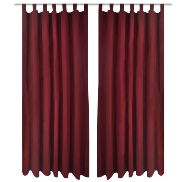 Berkfield Home 2 pcs Bordeaux Micro-Satin Curtains with Loops 140 x 245 cm in Red - image 1