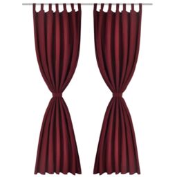 Berkfield Home 2 pcs Bordeaux Micro-Satin Curtains with Loops 140 x 245 cm in Red - thumbnail 2