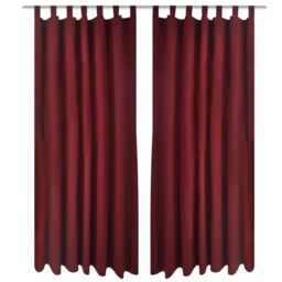 Berkfield Home 2 pcs Bordeaux Micro-Satin Curtains with Loops 140 x 245 cm in Red - thumbnail 1