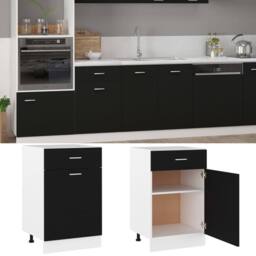 Berkfield Home Drawer Bottom Cabinet Black 50x46x81.5 cm Engineered Wood - thumbnail 1
