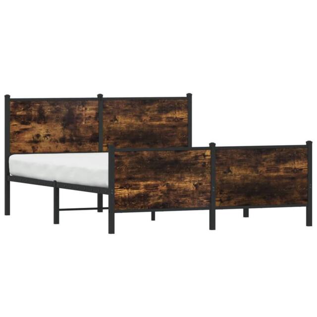 Berkfield Home Metal Bed Frame without Mattress Smoked Oak 140x190 cm in Brown - image 1