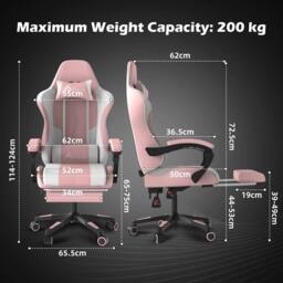 Alivio Ergonomic Gaming Chair with Massage Lumbar Cushion in Pink - thumbnail 5