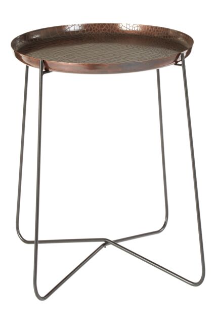 Orsina Sleek Large Copper & Black Side Table, Round Top Small Lounge Table, Contemporary Bed Side Table in Gold - image 1