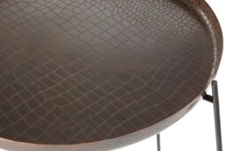 Orsina Sleek Large Copper & Black Side Table, Round Top Small Lounge Table, Contemporary Bed Side Table in Gold - thumbnail 3