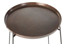 Orsina Sleek Large Copper & Black Side Table, Round Top Small Lounge Table, Contemporary Bed Side Table in Gold - thumbnail 2