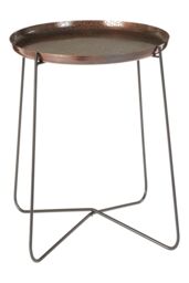 Orsina Sleek Large Copper & Black Side Table, Round Top Small Lounge Table, Contemporary Bed Side Table in Gold