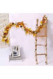 Living and Home Fall Maple Leaves Garland Decoration 180cm Artificial Fall Foliage Garland for Halloween Thanksgiving in Yellow - thumbnail 1