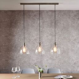 Pagazzi Jacob 3 Light Nickel & Glass Pendant Bar in Silver