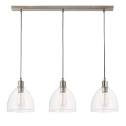 Pagazzi Jacob 3 Light Nickel & Glass Pendant Bar in Silver - thumbnail 4