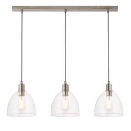 Pagazzi Jacob 3 Light Nickel & Glass Pendant Bar in Silver - thumbnail 3
