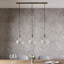 Pagazzi Jacob 3 Light Nickel & Glass Pendant Bar in Silver - thumbnail 2
