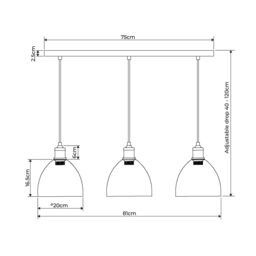Pagazzi Jacob 3 Light Nickel & Glass Pendant Bar in Silver - thumbnail 7