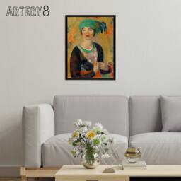 "Artery8 Portrait of a in Green Turban Glackens Framed Canvas Wall Art - Size: W12"" x H16""" - thumbnail 3