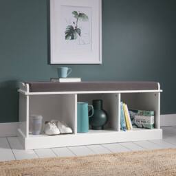 Nöa and Nani Stockholm Storage Bench with 3 Brown Baskets in White - thumbnail 4