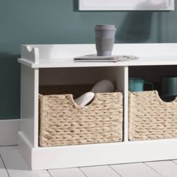 Nöa and Nani Stockholm Storage Bench with 3 Brown Baskets in White - thumbnail 2