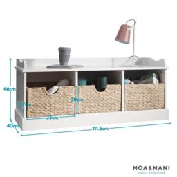 Nöa and Nani Stockholm Storage Bench with 3 Brown Baskets in White - thumbnail 6