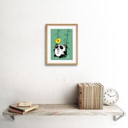 "Artery8 Wall Art Print Kawaii Panda Love Art Framed 9x7 inch in Beige - Size: W7"" x H9""" - thumbnail 2