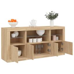 Berkfield Home Sideboard with LED Lights Sonoma Oak 142.5x37x67 cm in Tan - thumbnail 4