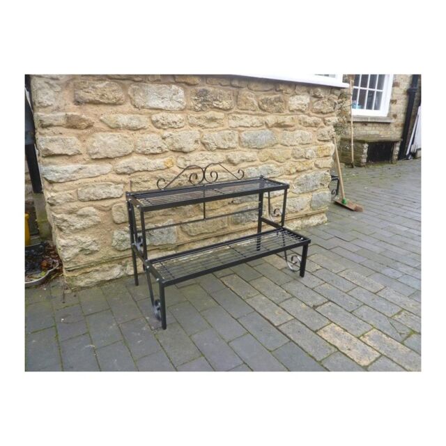 Poppyforge 2 Tier Garden Pot Stand - Steel - L43.2 x W82.5 x H50.8 cm - Black - image 1