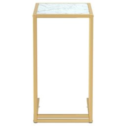 Berkfield Home Computer Side Table White Marble 50x35x65 cm Tempered Glass - Size: 50 x 35 x 65 cm - thumbnail 3