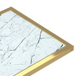 Berkfield Home Computer Side Table White Marble 50x35x65 cm Tempered Glass - Size: 50 x 35 x 65 cm - thumbnail 5