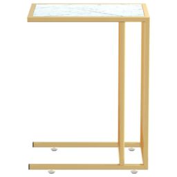 Berkfield Home Computer Side Table White Marble 50x35x65 cm Tempered Glass - Size: 50 x 35 x 65 cm - thumbnail 4