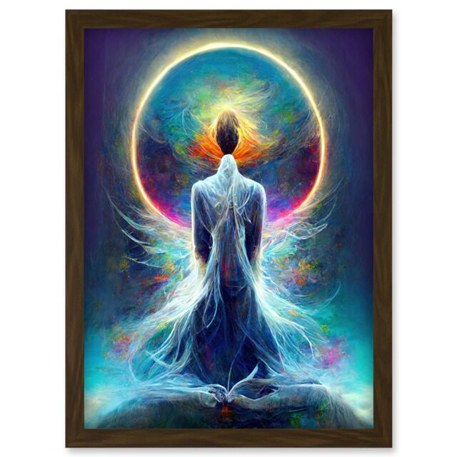 Artery8 Mystical Psychic Spiritual Dream Artwork Framed Wall Art Print A4 in Brown - image 1