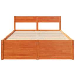 Berkfield Home Modern Bed Frame without Mattress Wax Brown 140x190 cm Solid Wood Pine - thumbnail 4