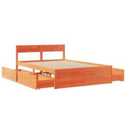 Berkfield Home Modern Bed Frame without Mattress Wax Brown 140x190 cm Solid Wood Pine - thumbnail 7