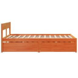 Berkfield Home Modern Bed Frame without Mattress Wax Brown 140x190 cm Solid Wood Pine - thumbnail 5