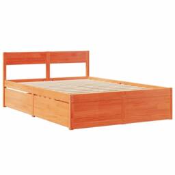 Berkfield Home Modern Bed Frame without Mattress Wax Brown 140x190 cm Solid Wood Pine - thumbnail 1