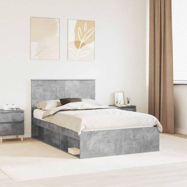 Berkfield Home Bed Frame with Headboard Concerte 120 x 190 cm Solid Pine Wood in Grey - image 1