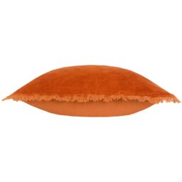 Yard Jaye 100% Cotton Velvet Fringed Cushion in Burnt Orange - Size: 45 cm x 45 cm - thumbnail 3