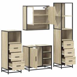 Berkfield Home 4¬†Piece Bathroom Furniture Set¬†Sonoma Oak Engineered Wood - thumbnail 6