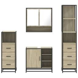 Berkfield Home 4¬†Piece Bathroom Furniture Set¬†Sonoma Oak Engineered Wood - thumbnail 5