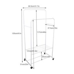 Kelvenix 2-Tier Garment Rack Coat Rail Storage Shelves in White - thumbnail 2