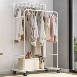 Kelvenix 2-Tier Garment Rack Coat Rail Storage Shelves in White - thumbnail 5