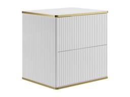 Vente-unique Suspended Striped Bathroom Cabinet With Gold Trim & Square in White - thumbnail 7