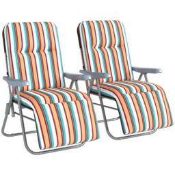OUTSUNNY Set of 2 Adjustable Sun Lounger Recliner Reclining Seat - Size: 120 - thumbnail 2