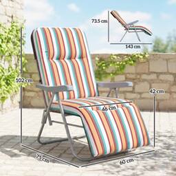 OUTSUNNY Set of 2 Adjustable Sun Lounger Recliner Reclining Seat - Size: 120 - thumbnail 3