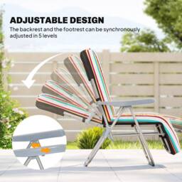OUTSUNNY Set of 2 Adjustable Sun Lounger Recliner Reclining Seat - Size: 120 - thumbnail 4