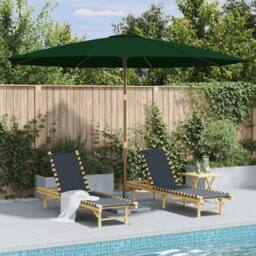 Berkfield Home Outdoor Parasol with Wooden Pole 350 cm Green - thumbnail 2