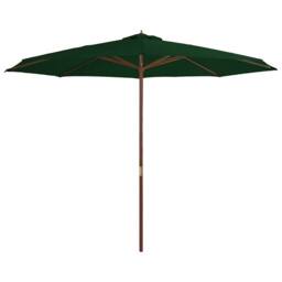 Berkfield Home Outdoor Parasol with Wooden Pole 350 cm Green - thumbnail 3
