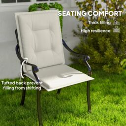 OUTSUNNY Set of 4 Garden Chair Cushions, Outdoor Seat Pads in White - thumbnail 4