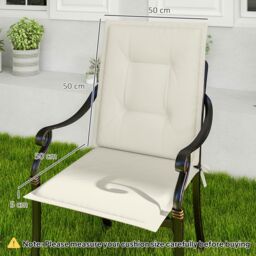 OUTSUNNY Set of 4 Garden Chair Cushions, Outdoor Seat Pads in White - thumbnail 3
